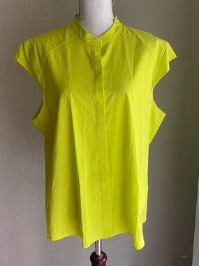 NIC+ZOE Neon Yellow Cap-Sleeve Blouse